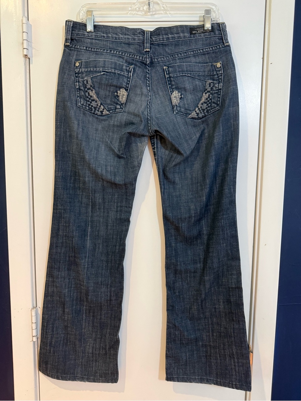 James Jeans Dark Blue Bootcut Jeans with Embroidered Back Pockets